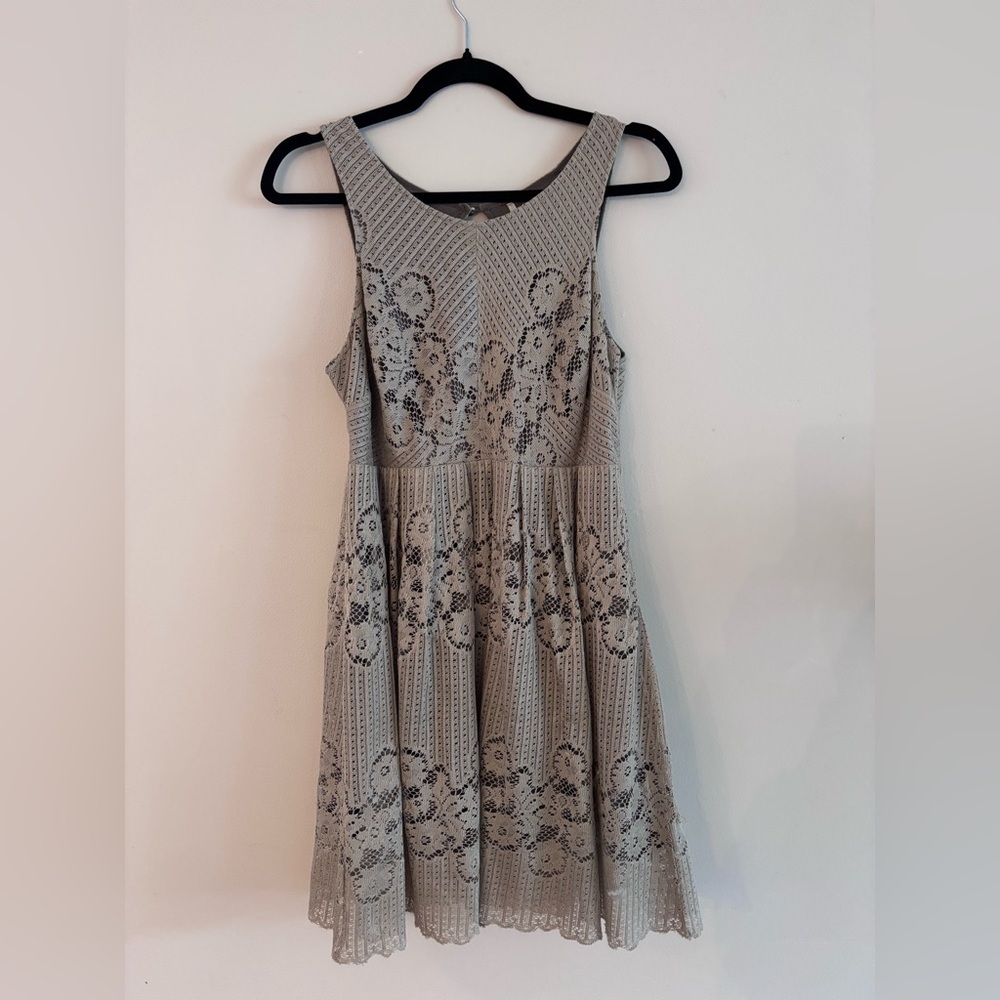 Free People Sleeveless Lace-Trim Midi Dress, Grey Green, Size 10